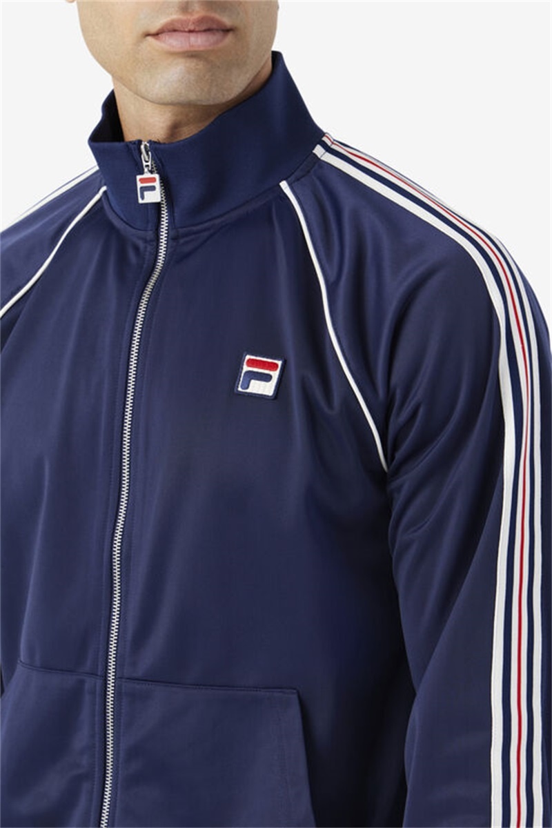 Navy / Red Men's Fila Lavin Track Jackets | Saudi Arabia-431729