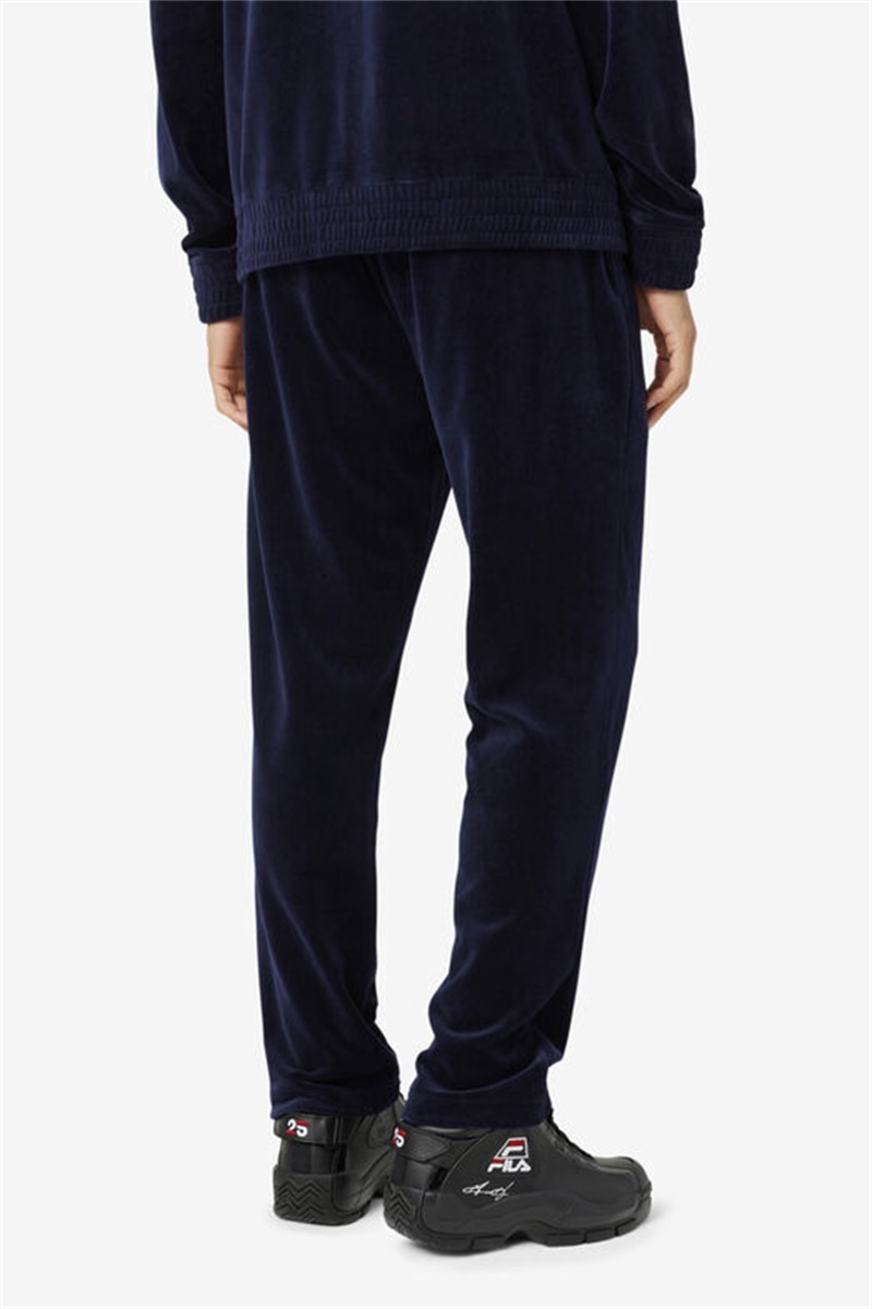 Navy / Red Men's Fila O-Fit Velour Pants | Saudi Arabia-820754