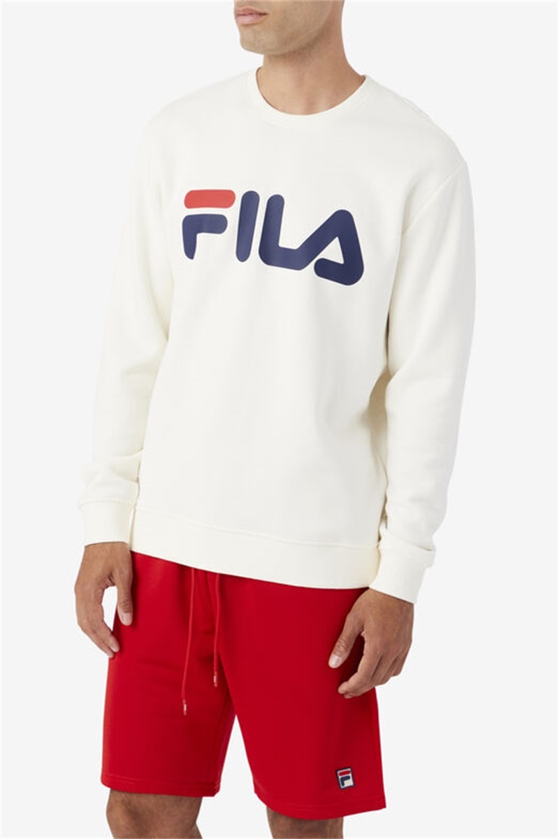 Navy / Red Men's Fila Zoya Crew Sweatshirts | Saudi Arabia-584172