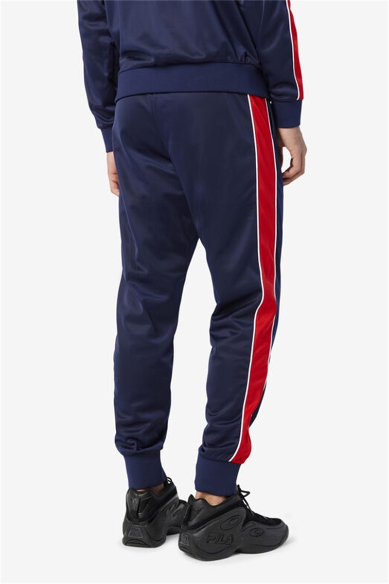 Navy / Red / White Men's Fila Elijah Track Pants | Saudi Arabia-824037