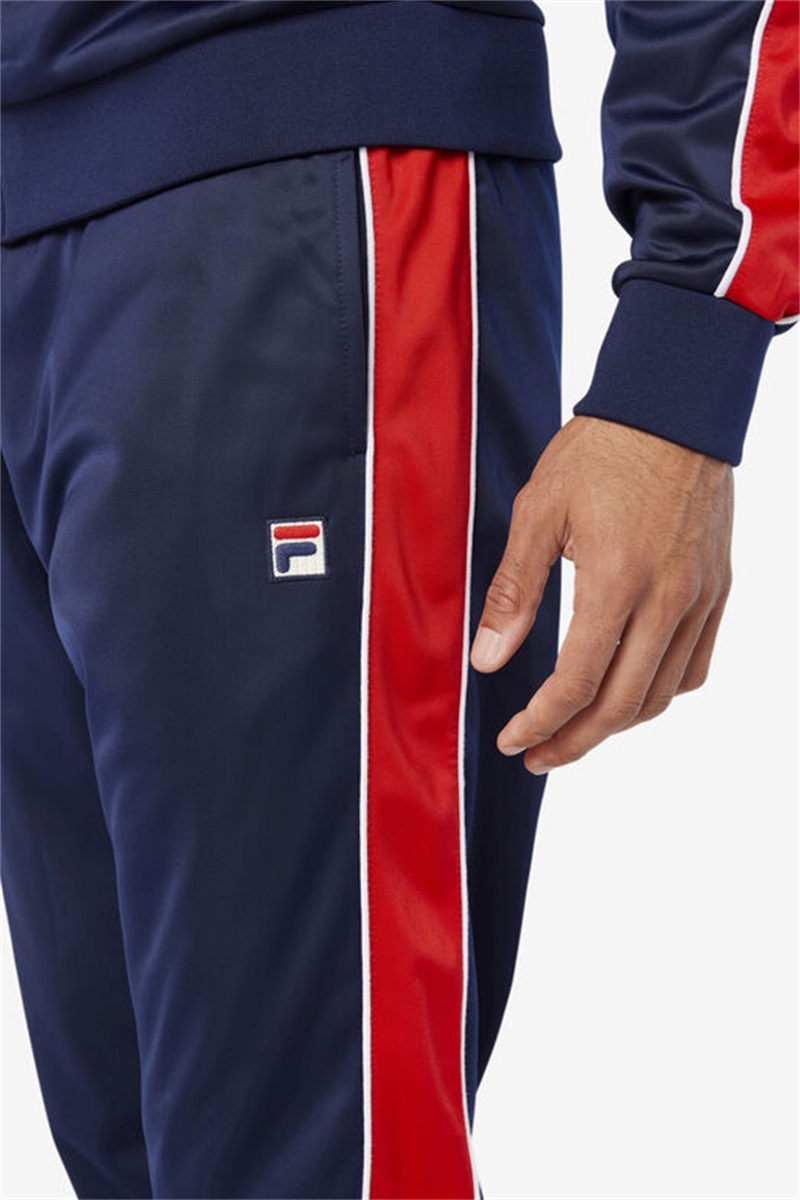 Navy / Red / White Men's Fila Elijah Track Pants | Saudi Arabia-824037