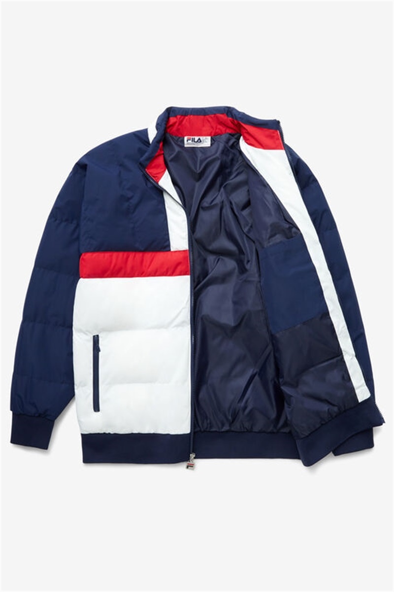 Navy / Red / White Men's Fila Fausto Ski Jackets | Saudi Arabia-981250