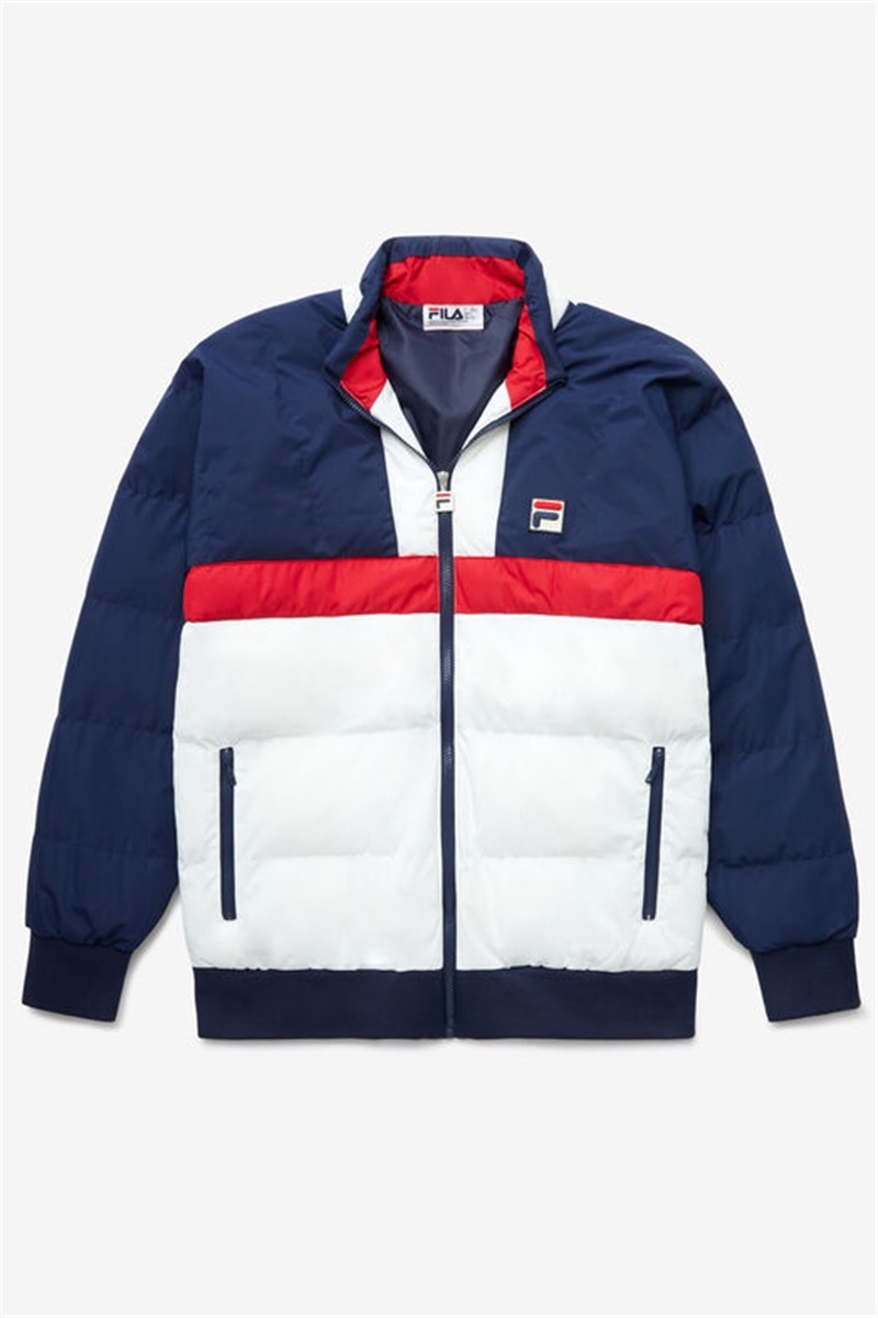 Navy / Red / White Men\'s Fila Fausto Ski Jackets | Saudi Arabia-981250
