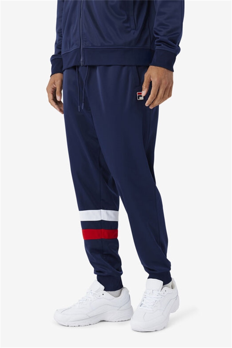 Navy / Red / White Men's Fila Jaya Track Pants | Saudi Arabia-395602