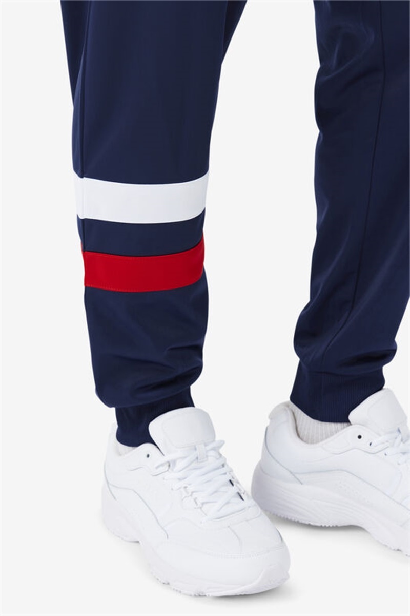 Navy / Red / White Men's Fila Jaya Track Pants | Saudi Arabia-395602
