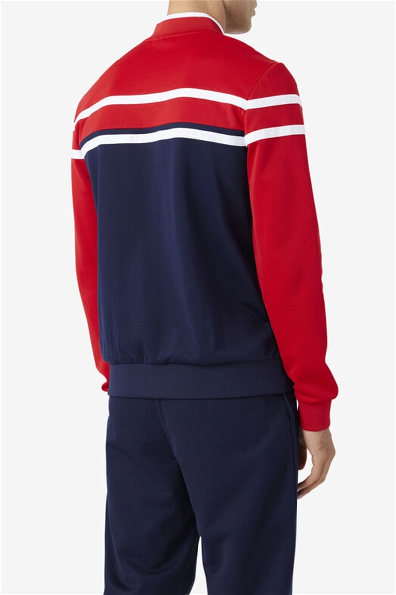 Navy / Red / White Men's Fila Naso Jackets | Saudi Arabia-309768