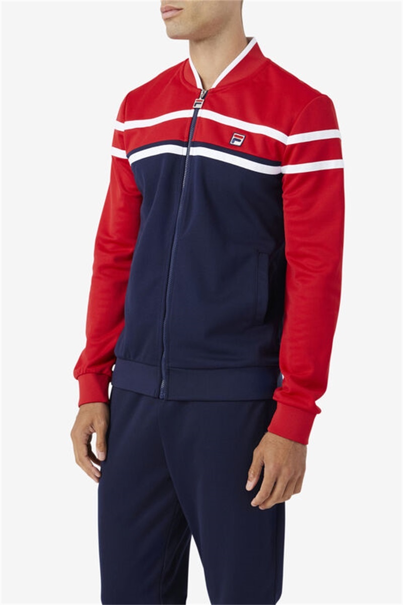 Navy / Red / White Men's Fila Naso Jackets | Saudi Arabia-309768