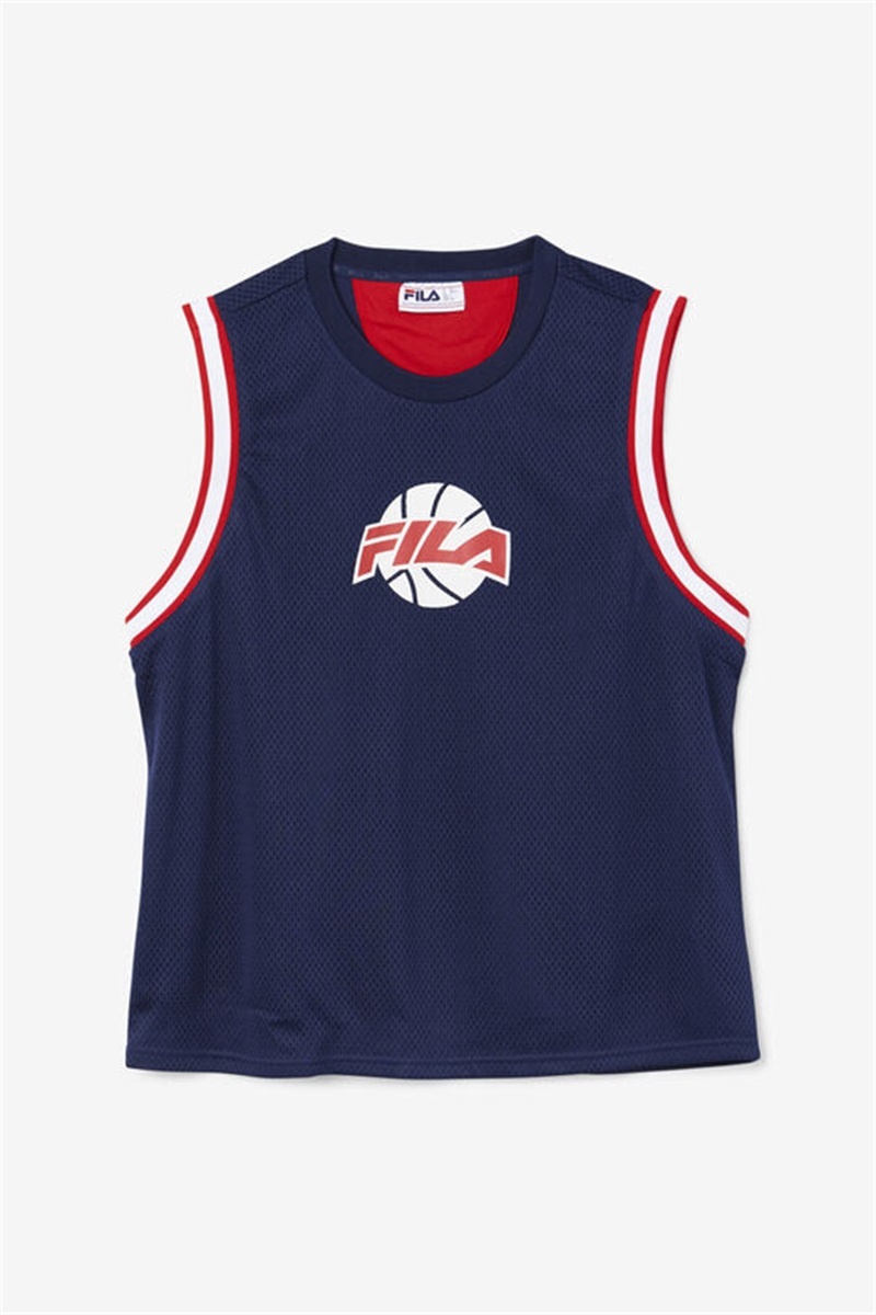 Navy / Red / White Men\'s Fila Ovi Basketball Jersey | Saudi Arabia-072453