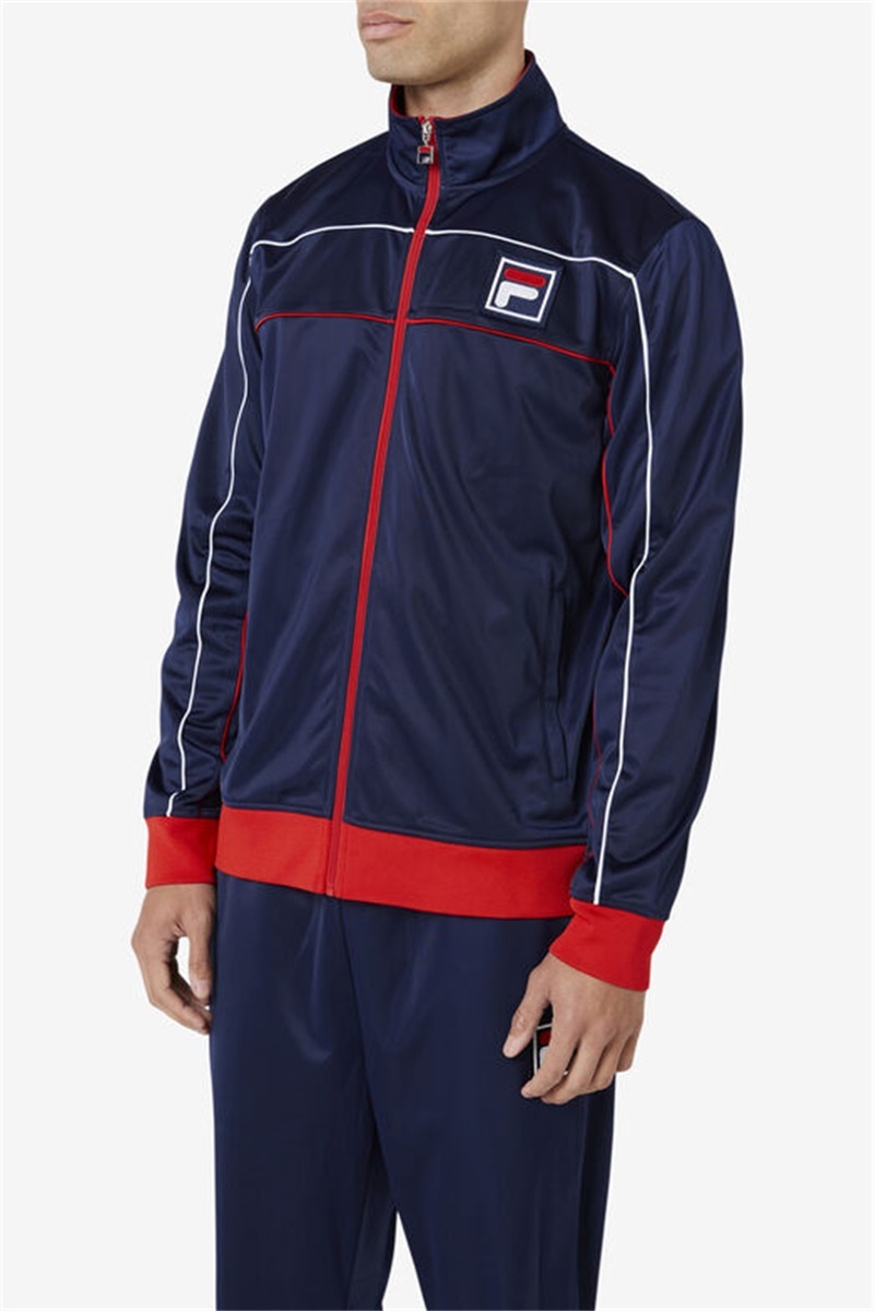 Navy / Red / White Men's Fila Wayan Track Jackets | Saudi Arabia-980312