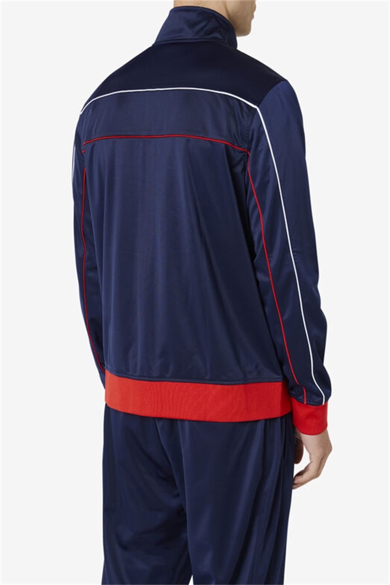 Navy / Red / White Men's Fila Wayan Track Jackets | Saudi Arabia-980312