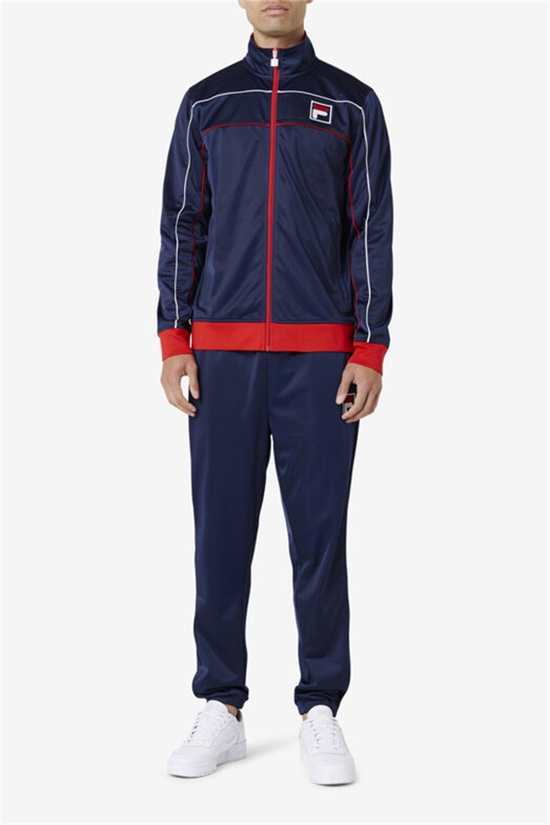 Navy / Red / White Men's Fila Wayan Track Jackets | Saudi Arabia-980312