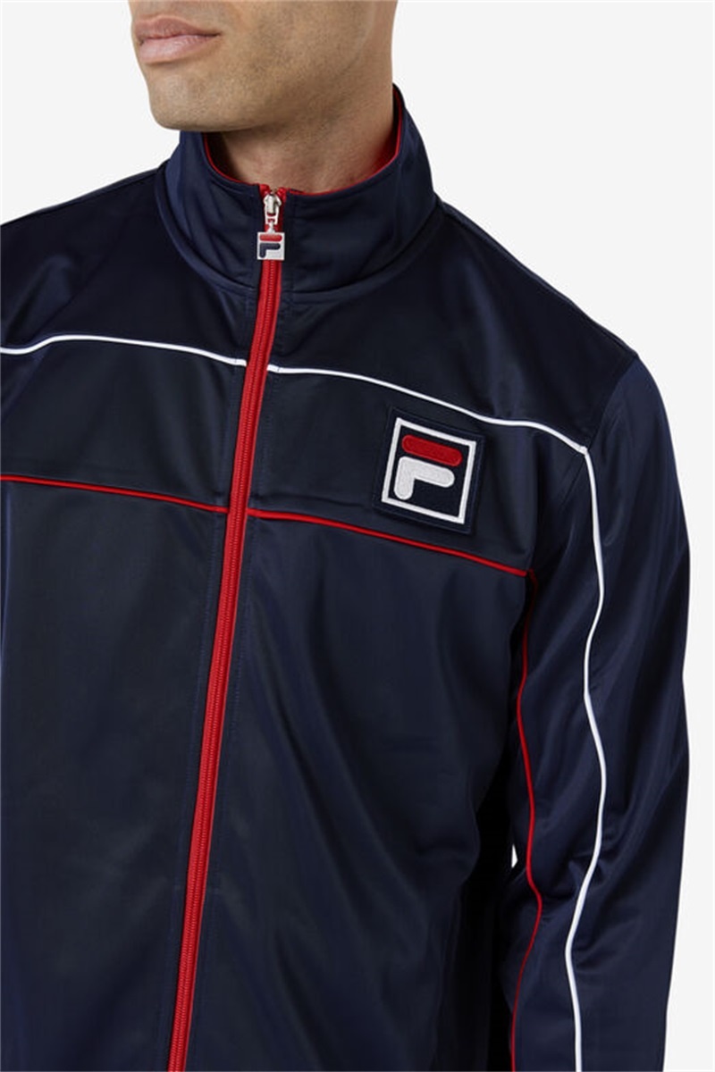 Navy / Red / White Men's Fila Wayan Track Jackets | Saudi Arabia-980312