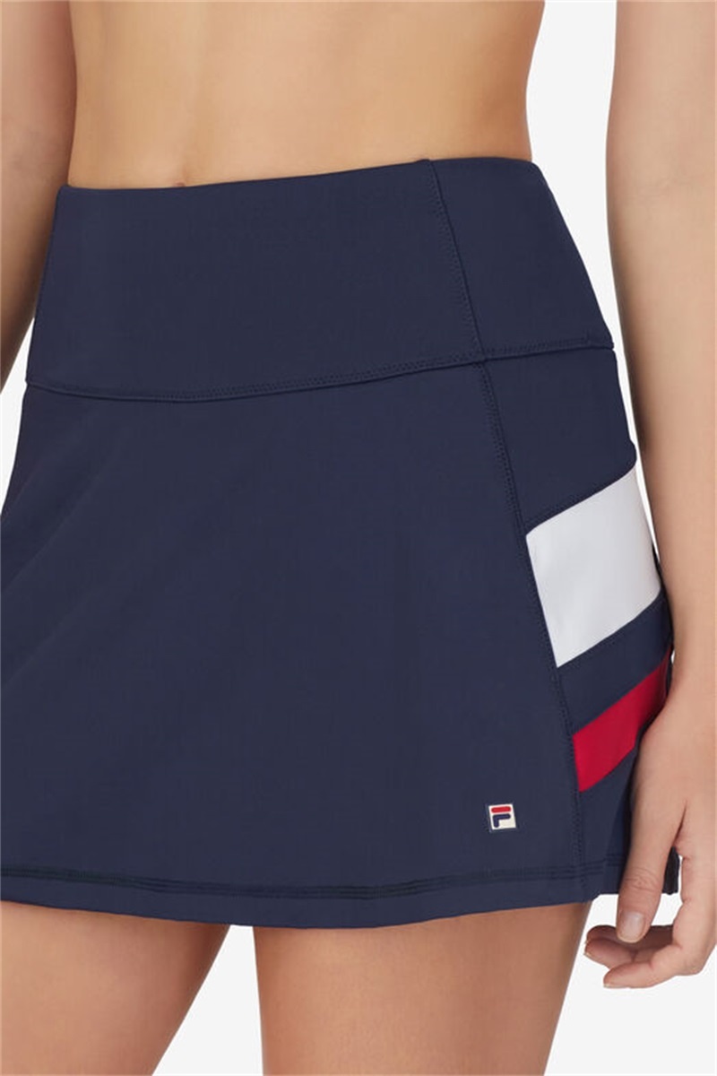 Navy / Red / White Women's Fila Essentials H Flirty Skirts | Saudi Arabia-896204