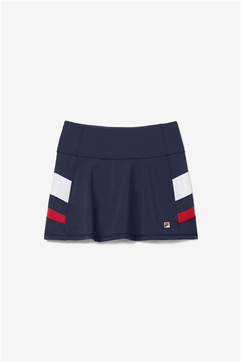 Navy / Red / White Women\'s Fila Essentials H Flirty Skirts | Saudi Arabia-896204