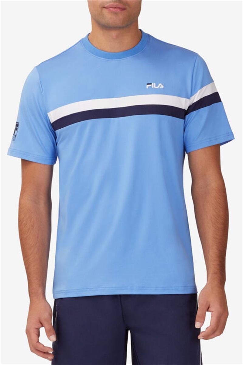 Navy / White Men's Fila 110 Year Collection Crew Shirts | Saudi Arabia-648037