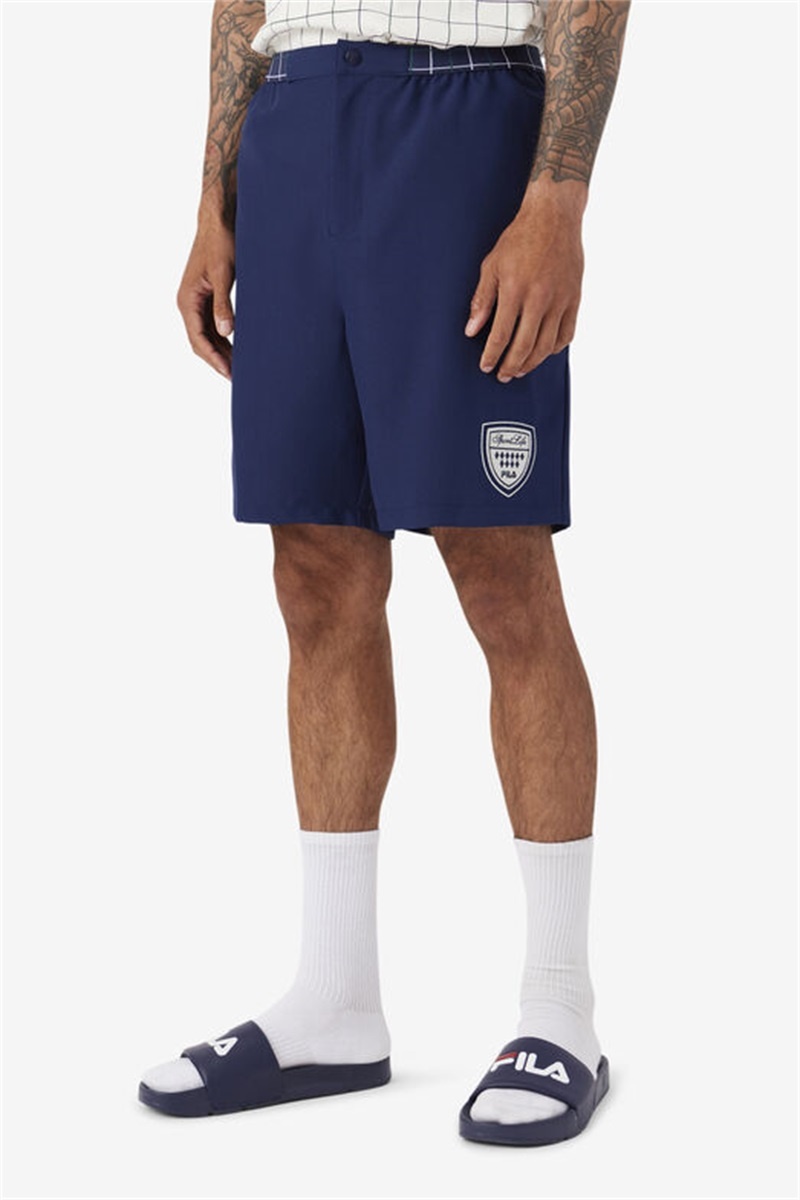 Navy / White Men's Fila Anyz Shorts | Saudi Arabia-294580