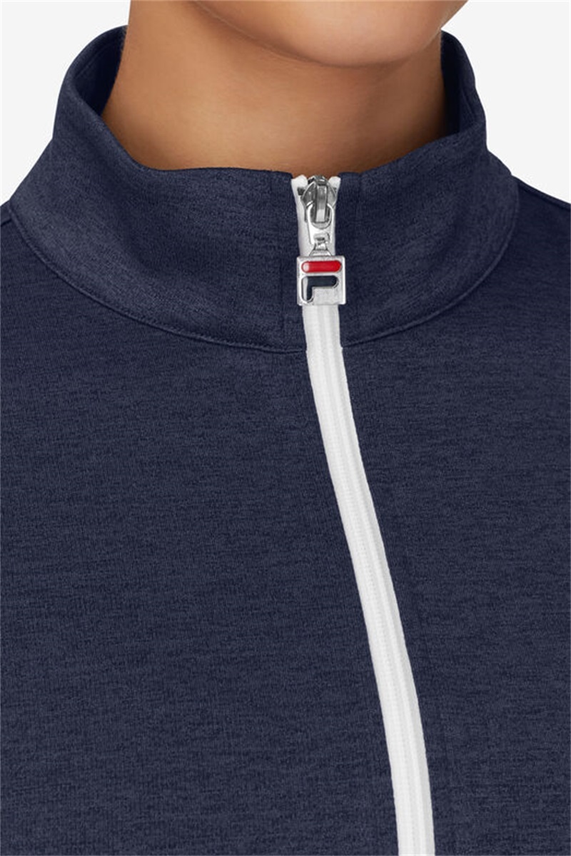 Navy / White Men's Fila Back Spin Track Jackets | Saudi Arabia-068413