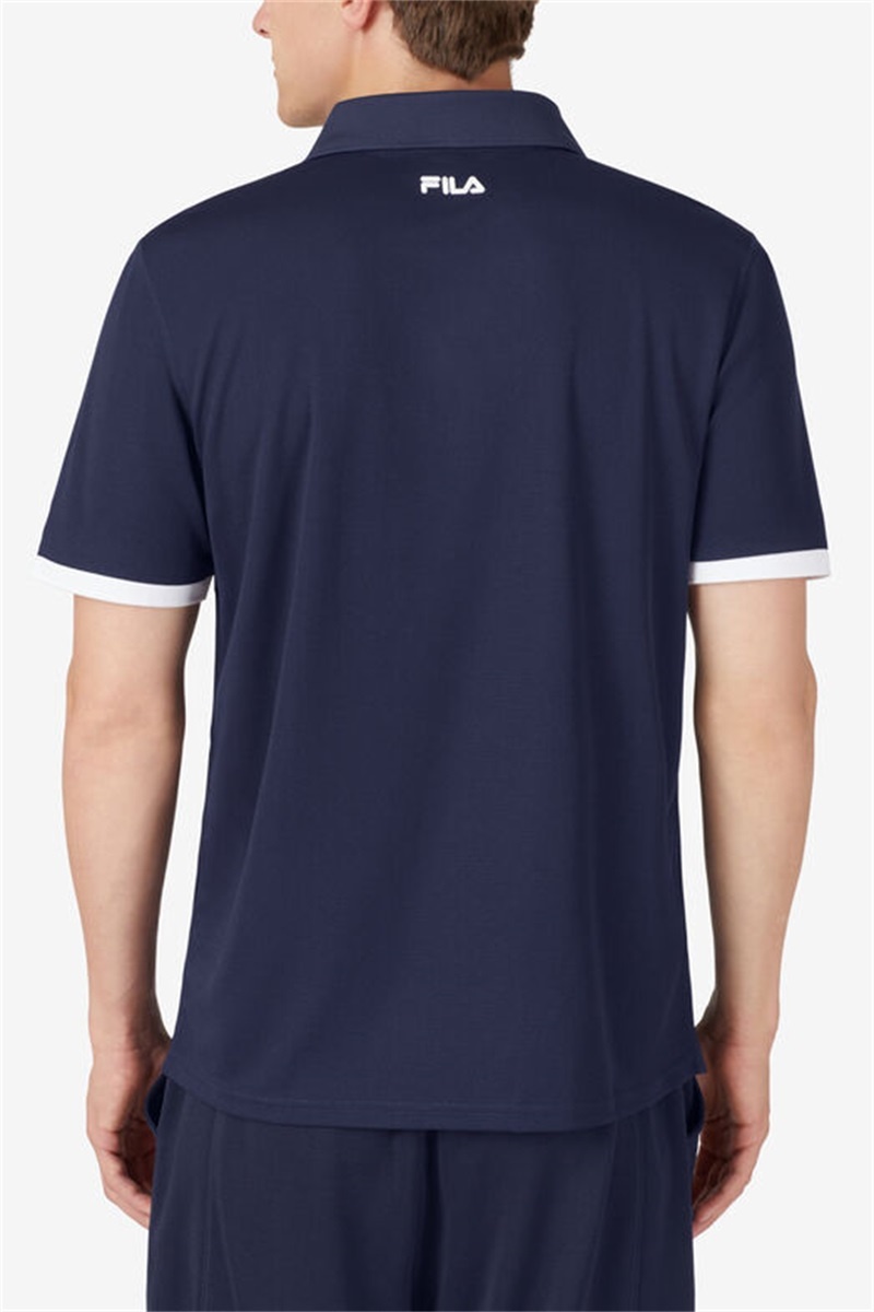 Navy / White Men's Fila Groundbreaker Short Sleeve Polo Shirts | Saudi Arabia-974613