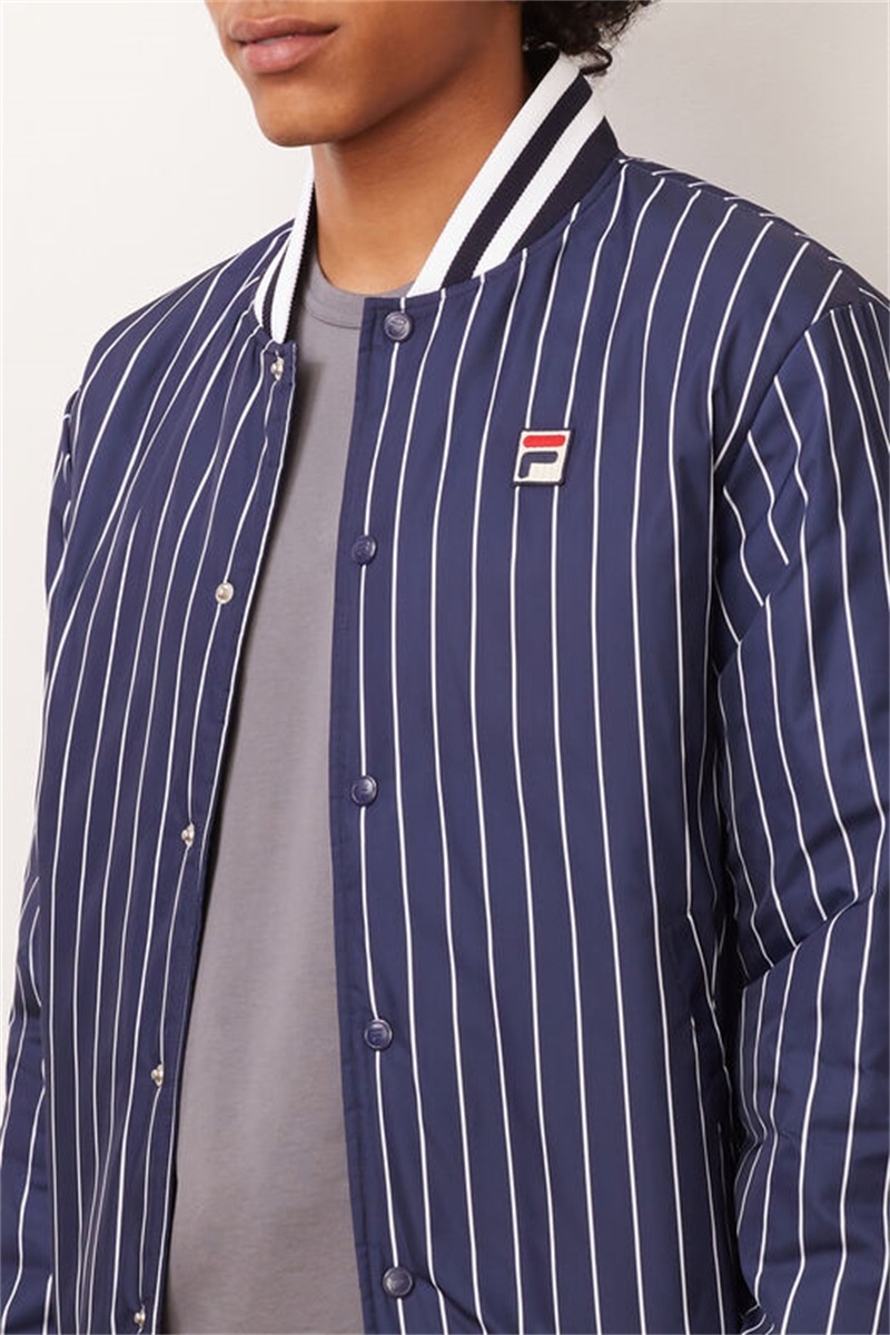 Navy / White Men's Fila Lakeland Bomber Jacket | Saudi Arabia-804537