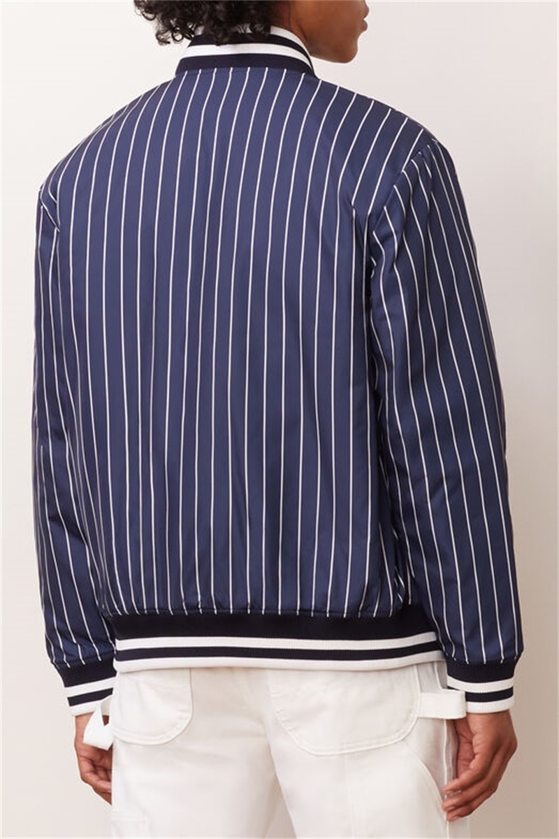 Navy / White Men's Fila Lakeland Bomber Jacket | Saudi Arabia-804537