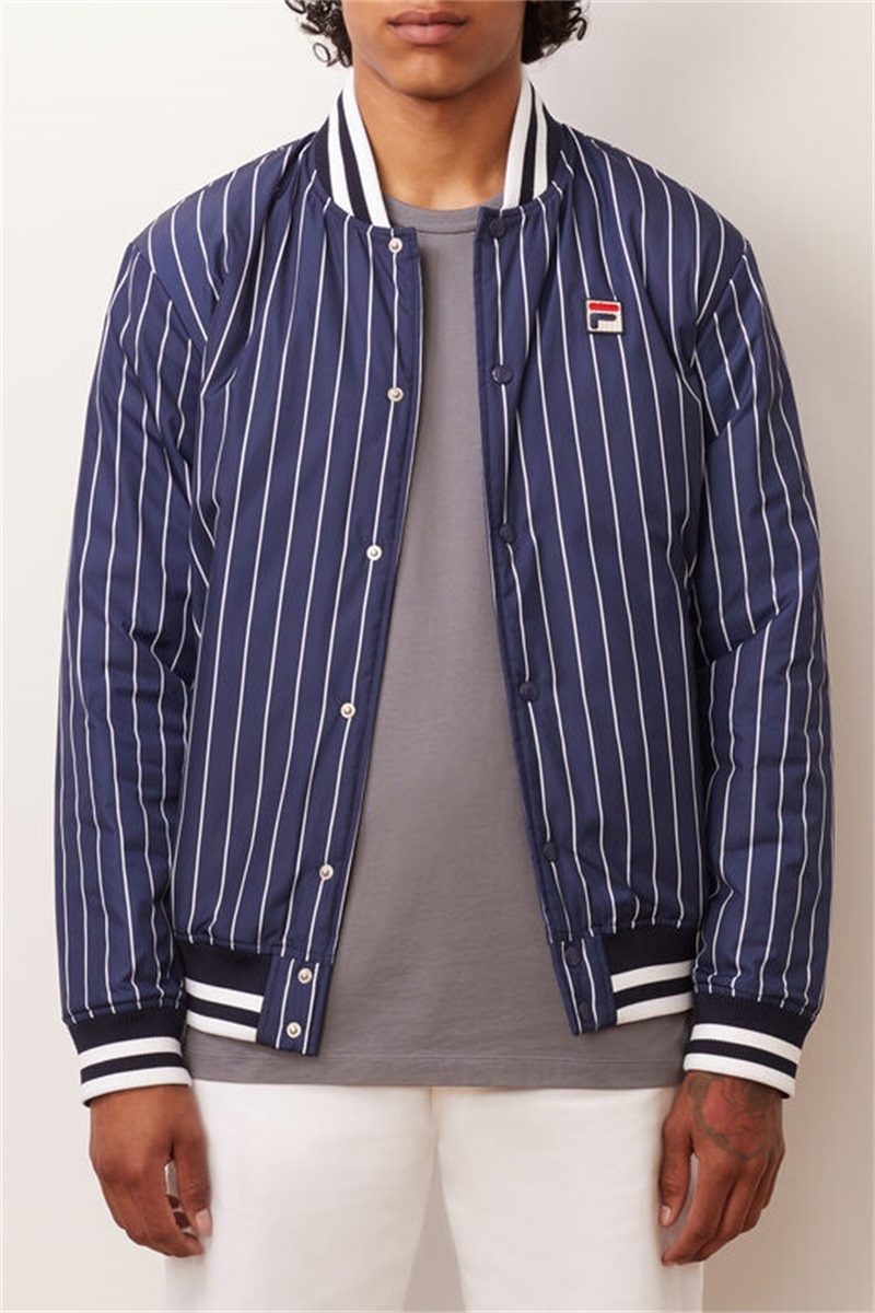 Navy / White Men\'s Fila Lakeland Bomber Jacket | Saudi Arabia-804537