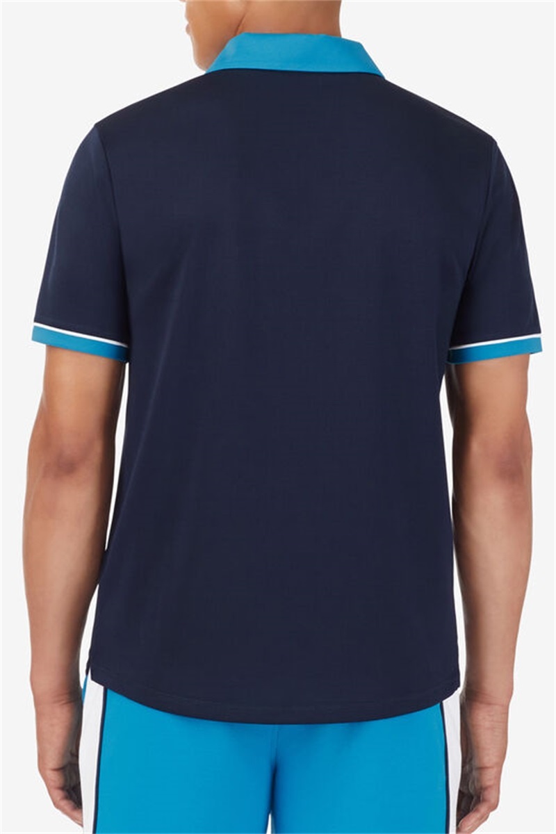 Navy / White Men's Fila Tie Breaker Mesh Polo Shirts | Saudi Arabia-645891