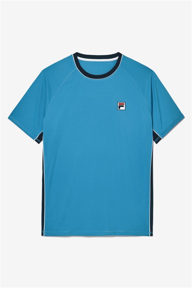 Navy / White Men\'s Fila Tie Breaker Short Sleeve Mesh Tee | Saudi Arabia-074321