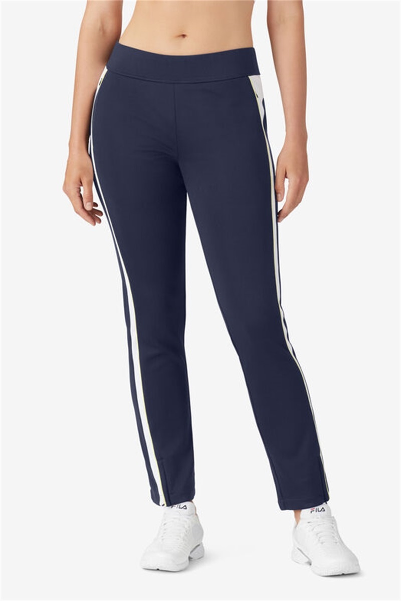Navy / White Women's Fila Alley Track Pants | Saudi Arabia-431829