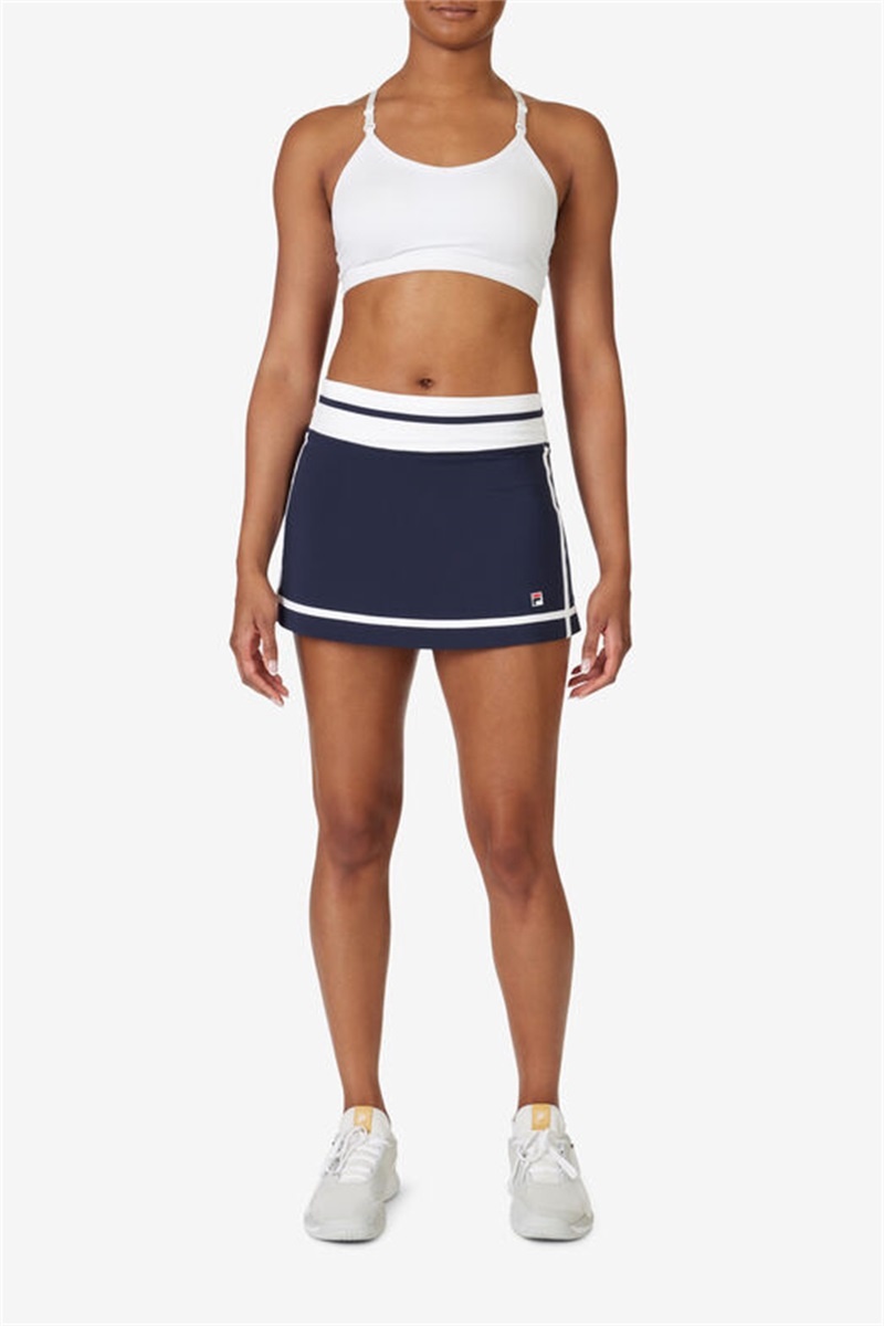 Navy / White Women's Fila Essentials 13.5 Inch Skirts | Saudi Arabia-507834