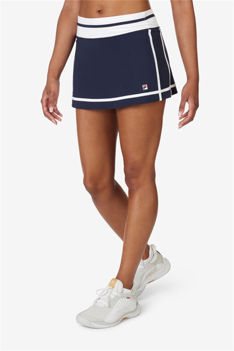 Navy / White Women\'s Fila Essentials 13.5 Inch Skirts | Saudi Arabia-507834