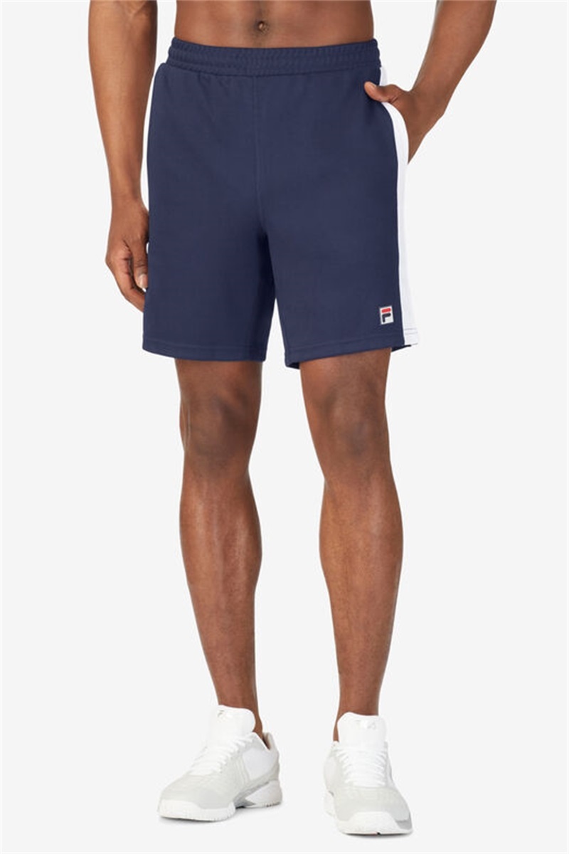 Navy / White / Blue Men's Fila Groundbreaker Knit Shorts | Saudi Arabia-734089