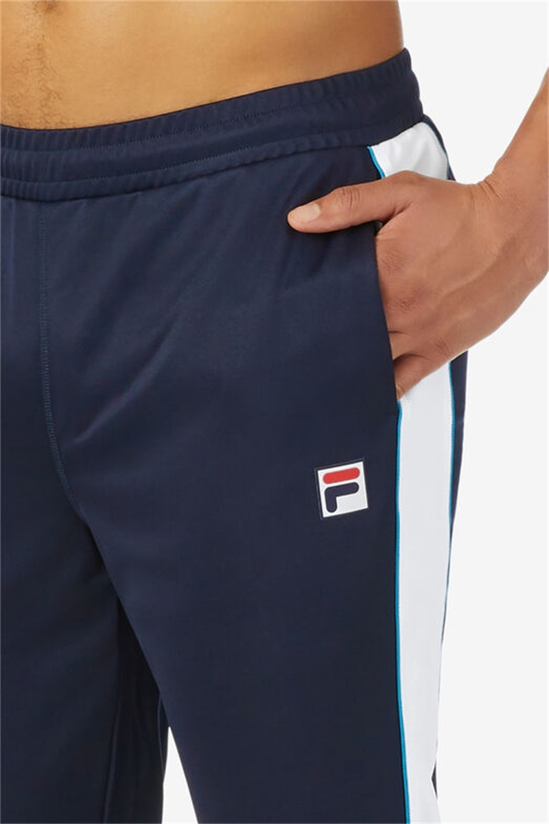 Navy / White / Blue Men's Fila Tie Breaker Track Pants | Saudi Arabia-285193