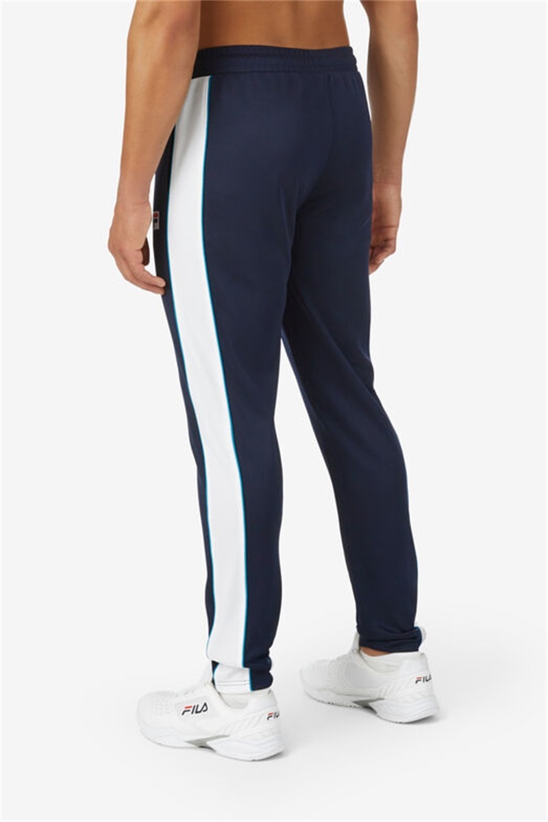 Navy / White / Blue Men's Fila Tie Breaker Track Pants | Saudi Arabia-285193