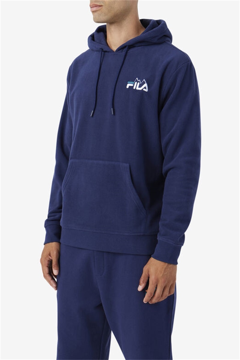 Navy / White / Deep Men's Fila Dinn Hoodie | Saudi Arabia-398607