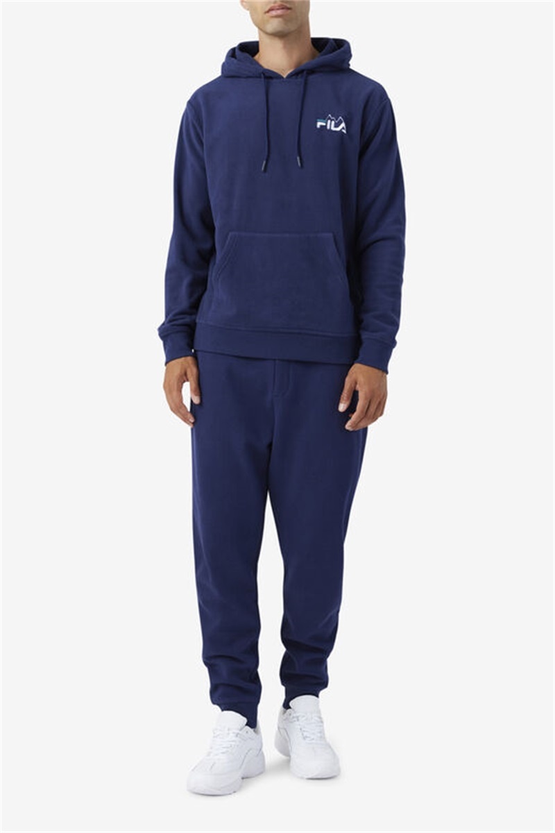 Navy / White / Deep Men's Fila Dinn Hoodie | Saudi Arabia-398607