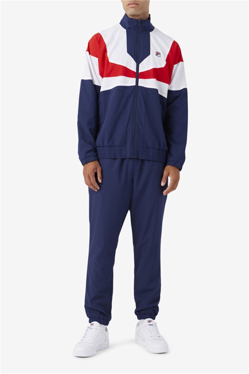Navy / White / Red Men's Fila Amar Track Pants | Saudi Arabia-832956