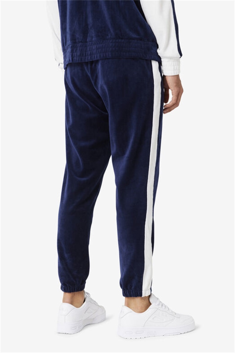 Navy / White / Red Men's Fila Brice Velour Pants | Saudi Arabia-618047
