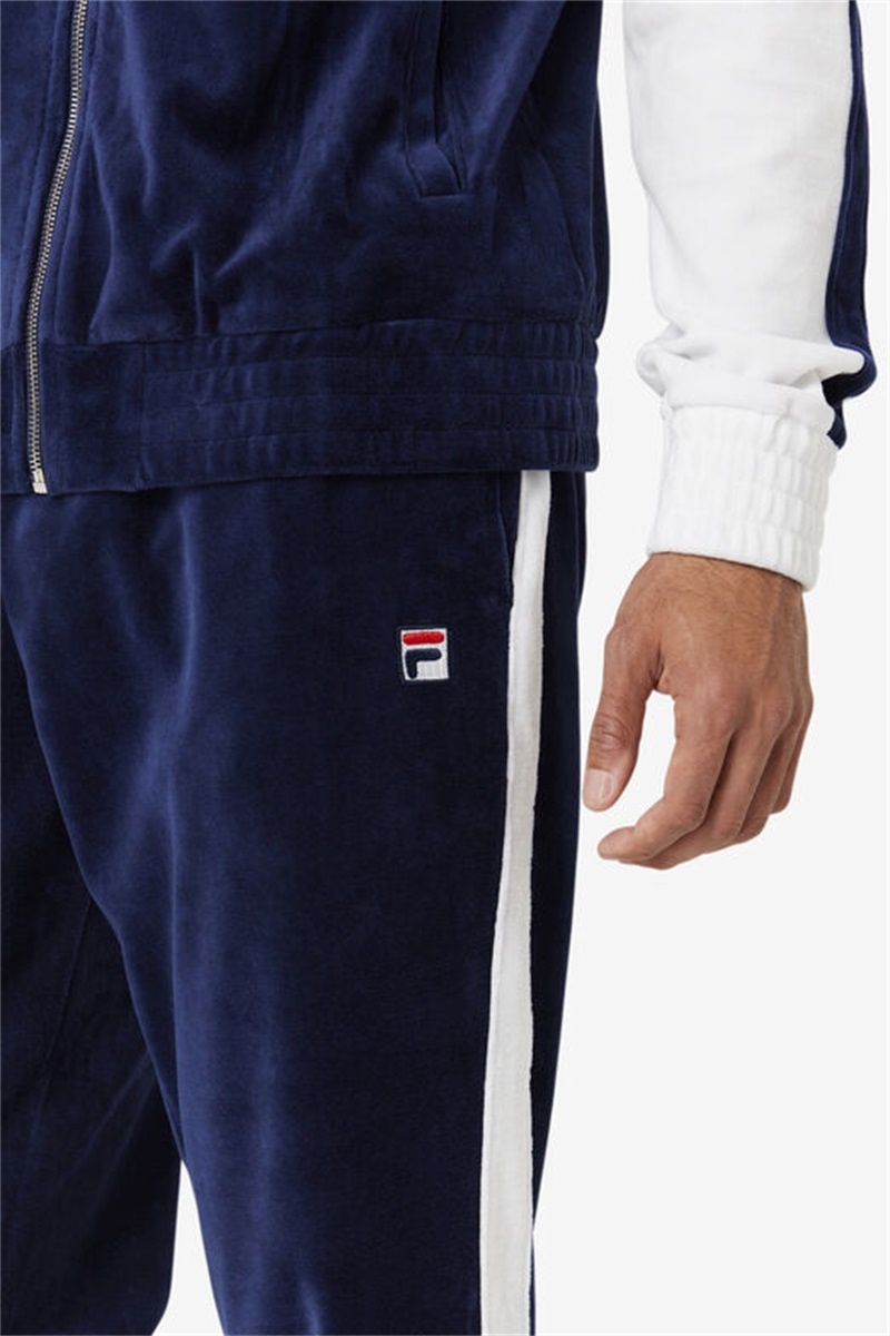 Navy / White / Red Men's Fila Brice Velour Pants | Saudi Arabia-618047