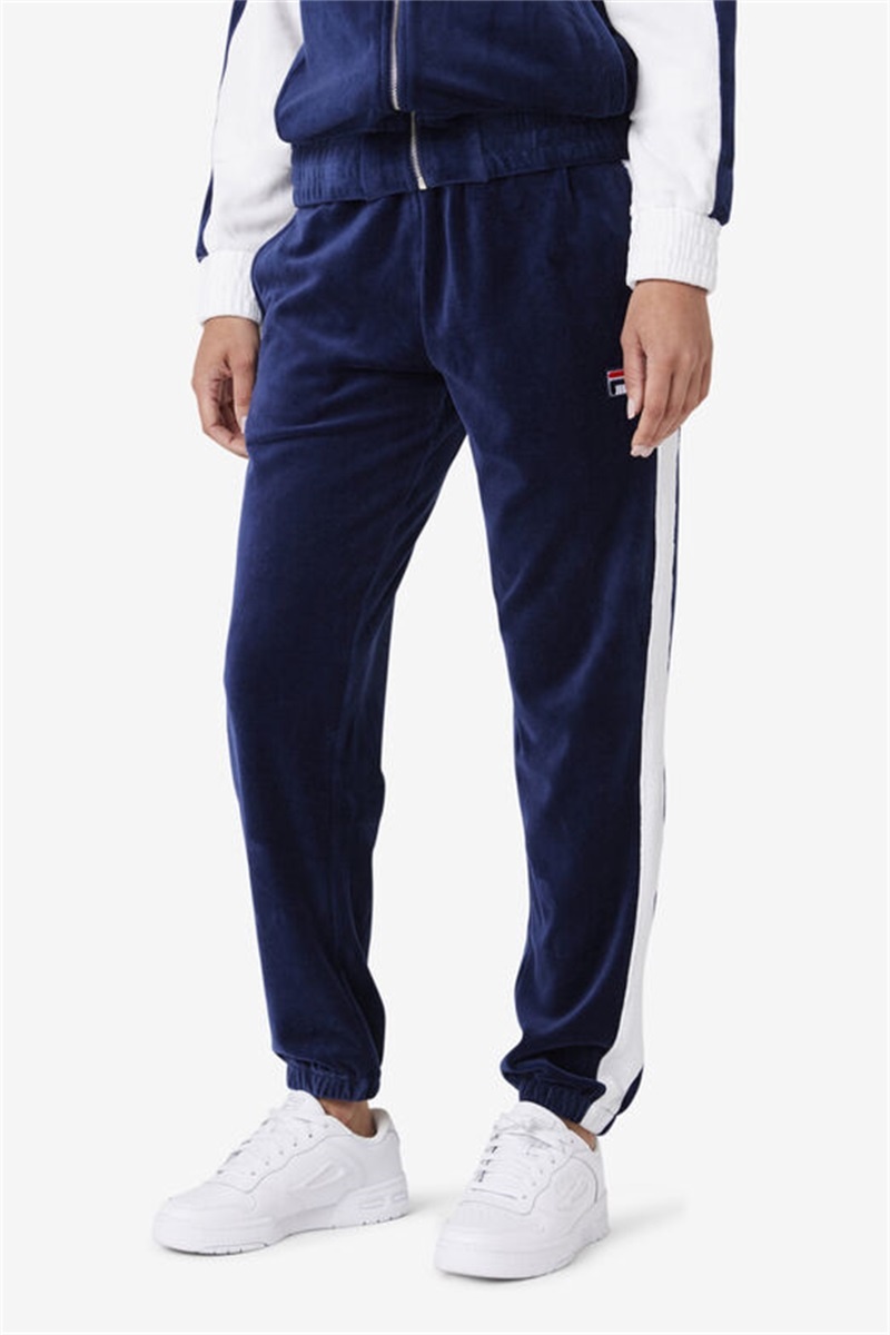 Navy / White / Red Men's Fila Brice Velour Pants | Saudi Arabia-618047