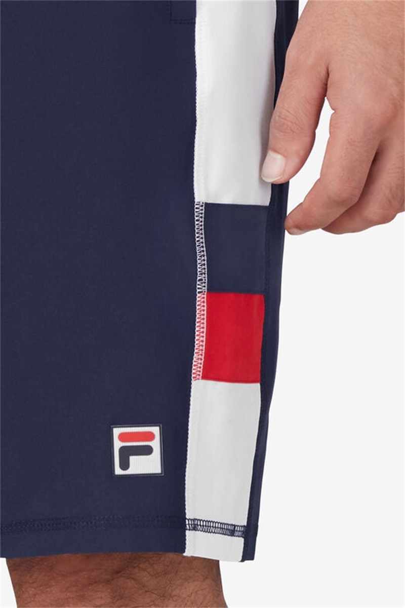 Navy / White / Red Men's Fila Essentials H Stretch Woven Shorts | Saudi Arabia-817034