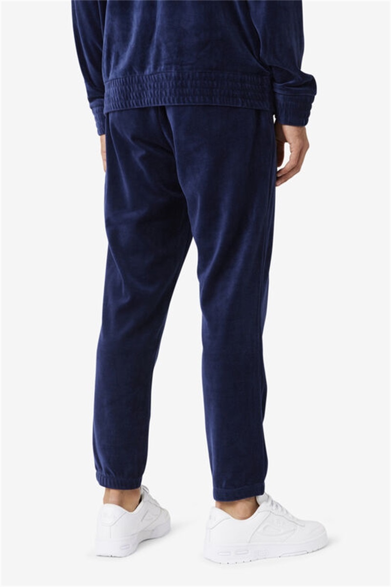 Navy / White / Red Men's Fila Mansur Velour Pants | Saudi Arabia-164753