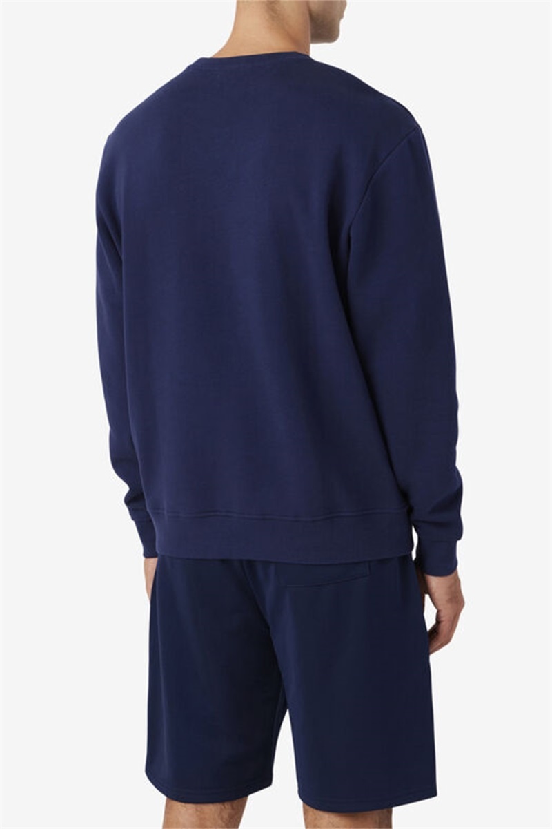 Navy / White / Red Men's Fila Zoya Crew Sweatshirts | Saudi Arabia-520396