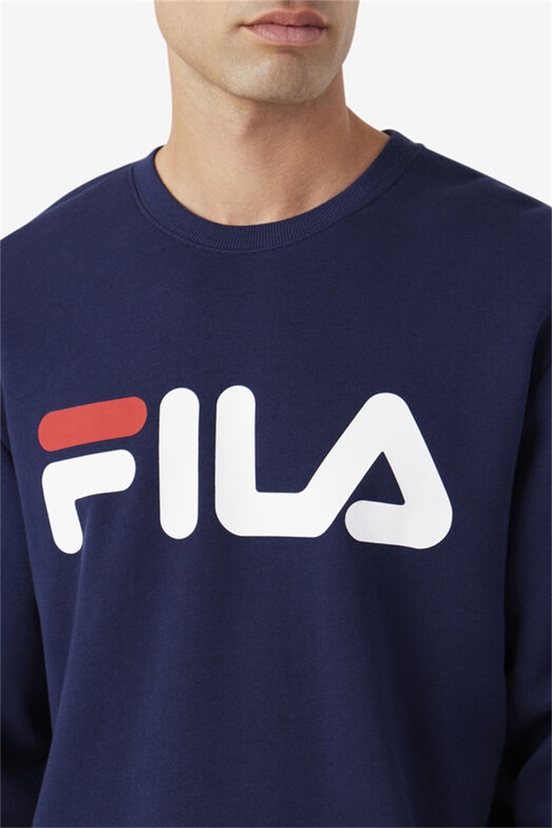 Navy / White / Red Men's Fila Zoya Crew Sweatshirts | Saudi Arabia-520396