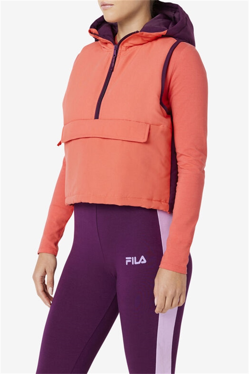 Orange Women's Fila Nevaeh Half Zip Vest | Saudi Arabia-985701