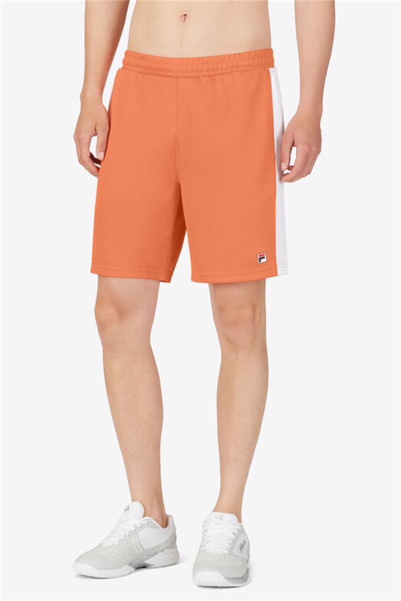 Orange / White Men's Fila Groundbreaker Knit Shorts | Saudi Arabia-512670