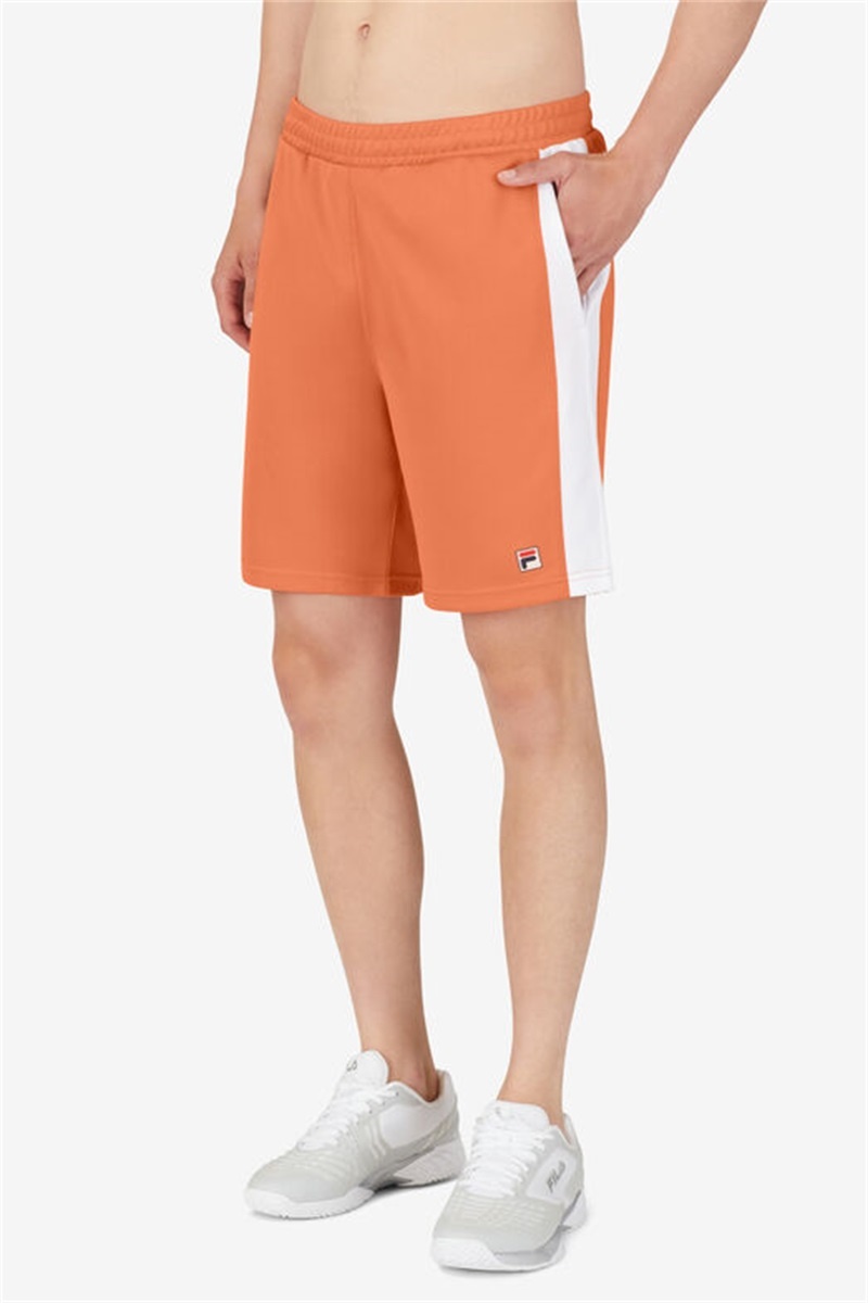 Orange / White Men's Fila Groundbreaker Knit Shorts | Saudi Arabia-512670