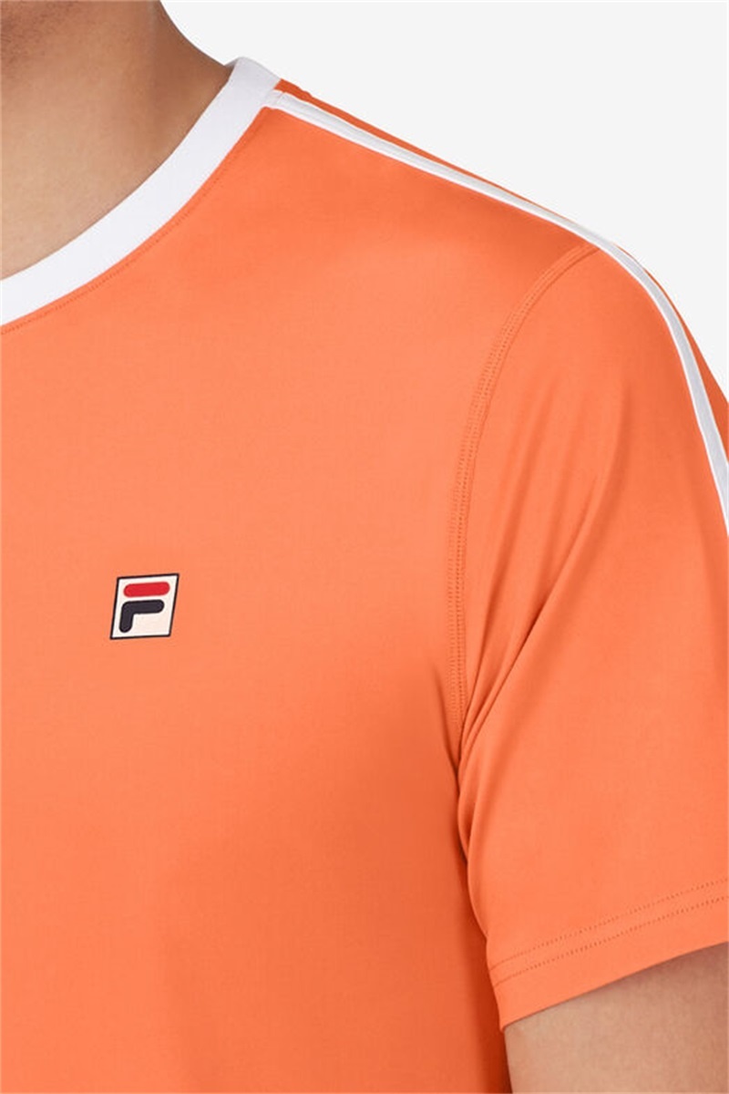 Orange / White / Blue Men's Fila Groundbreaker Color Blocked Crew Shirts | Saudi Arabia-603179