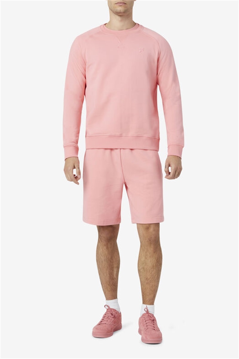 Pink Men's Fila Logan Crewneck Sweatshirts | Saudi Arabia-586240