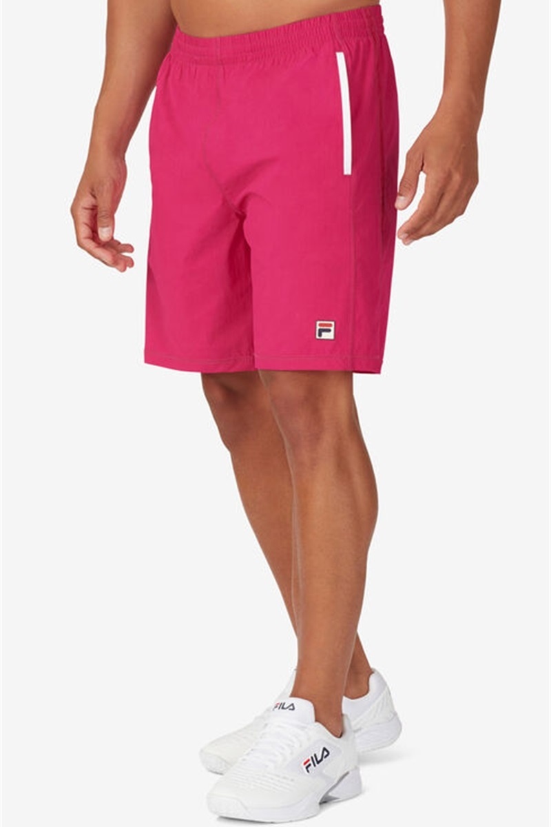 Pink Peacock / White Men's Fila Center Court Stretch Woven Shorts | Saudi Arabia-397126