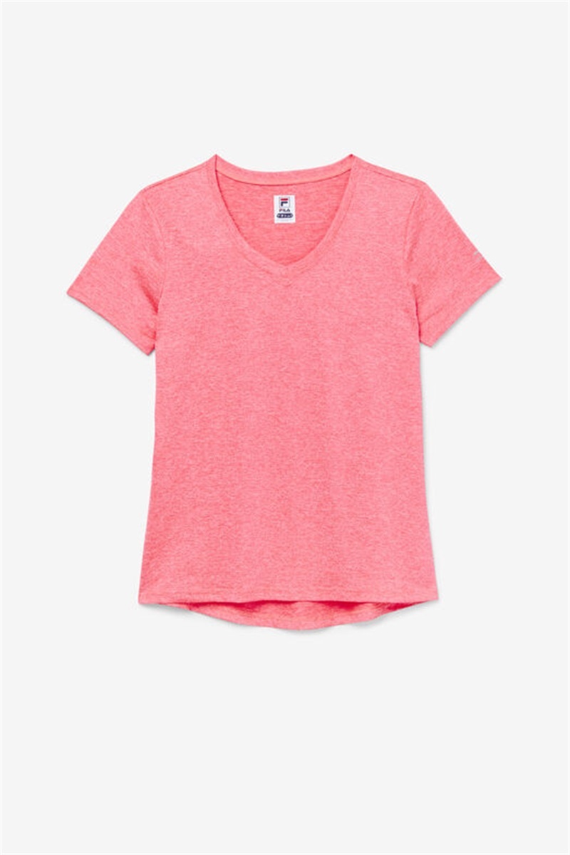 Pink Women\'s Fila Pickleball Silky V-Neck Tops | Saudi Arabia-630527